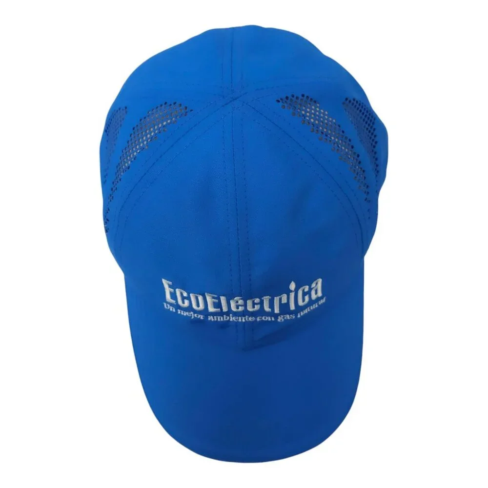 EcoElectrica Side Mesh Strapback Cap Embroidered Logo Trucker Baseball Hat Blue